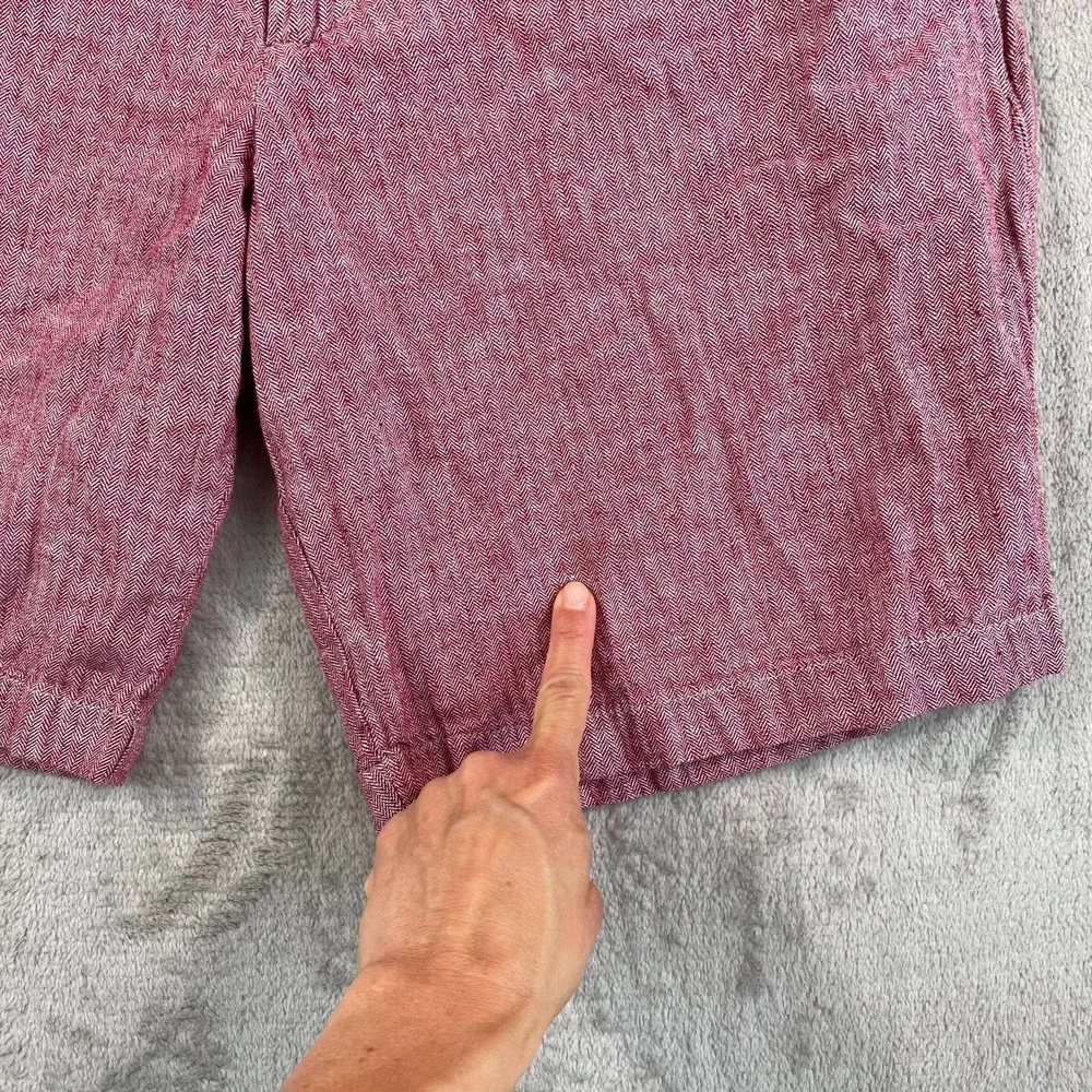 Banana‎ Republic Aiden Shorts Mens 33 Red Flat Front Chino Cotton Linen Blend
